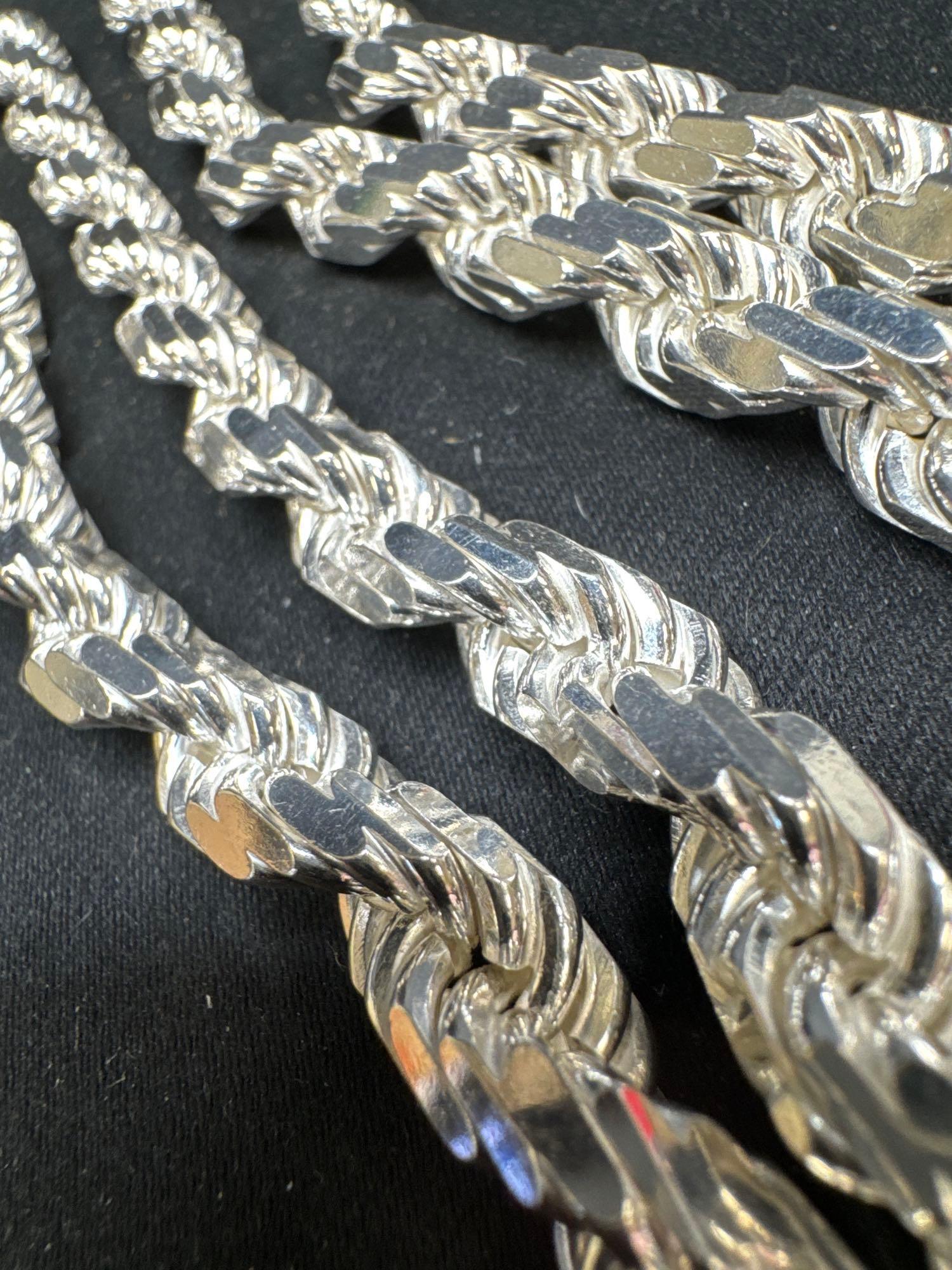 Silver 925 Twist Chain Necklace Rhodium Plate 221.92 Grams