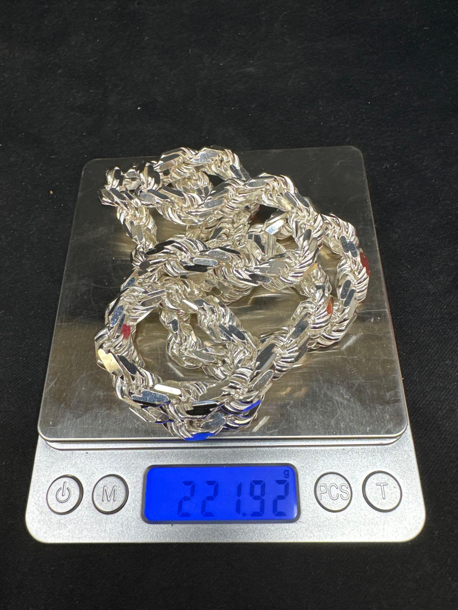 Silver 925 Twist Chain Necklace Rhodium Plate 221.92 Grams