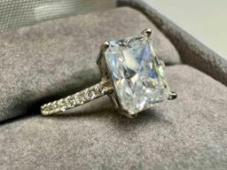S925 Sterling Silver Moissanite Diamond Ring sz6 with GRA Certificate