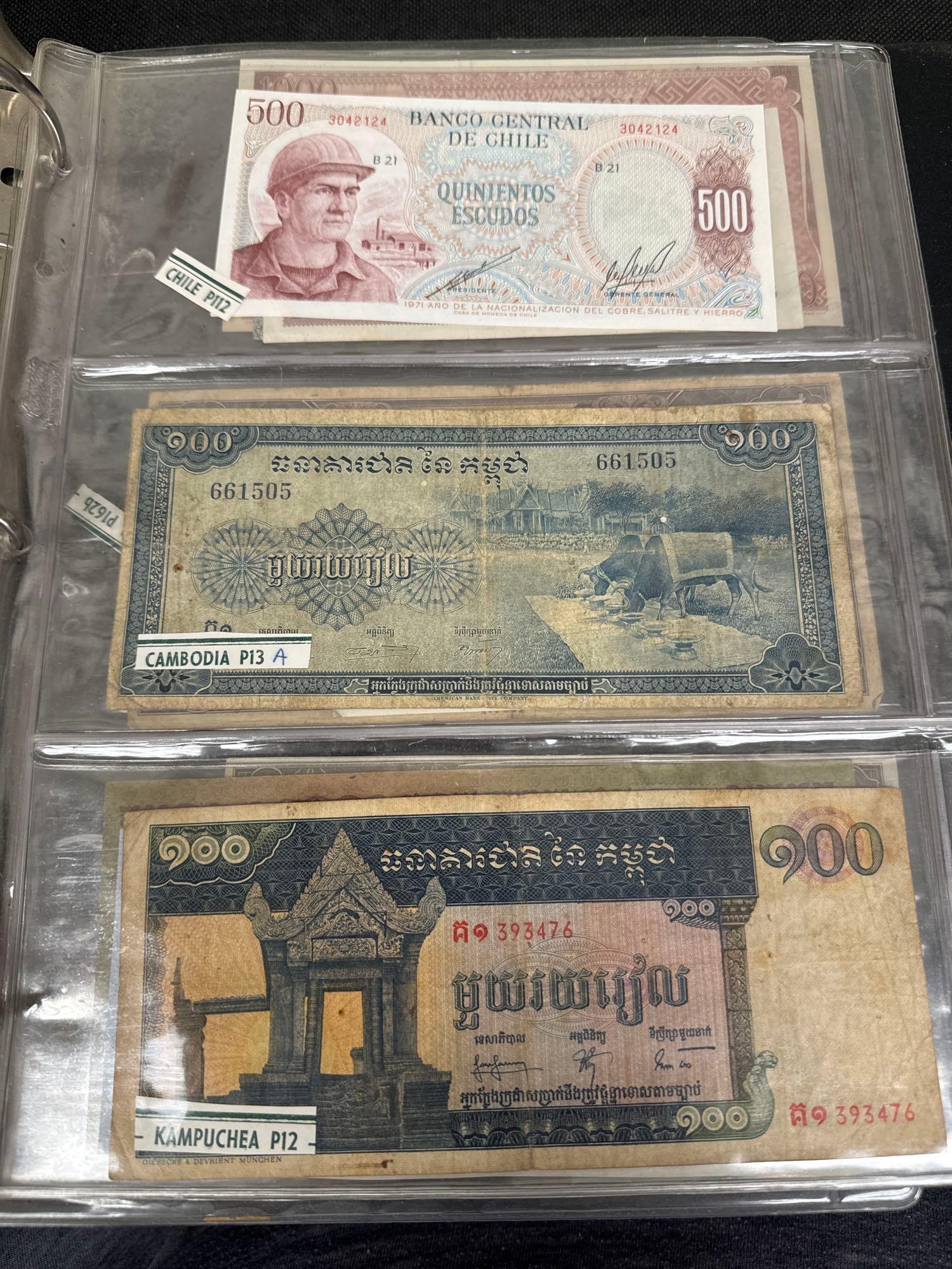 Binder Of World Banknotes Canada Hungary China Peru Bulgaria And More