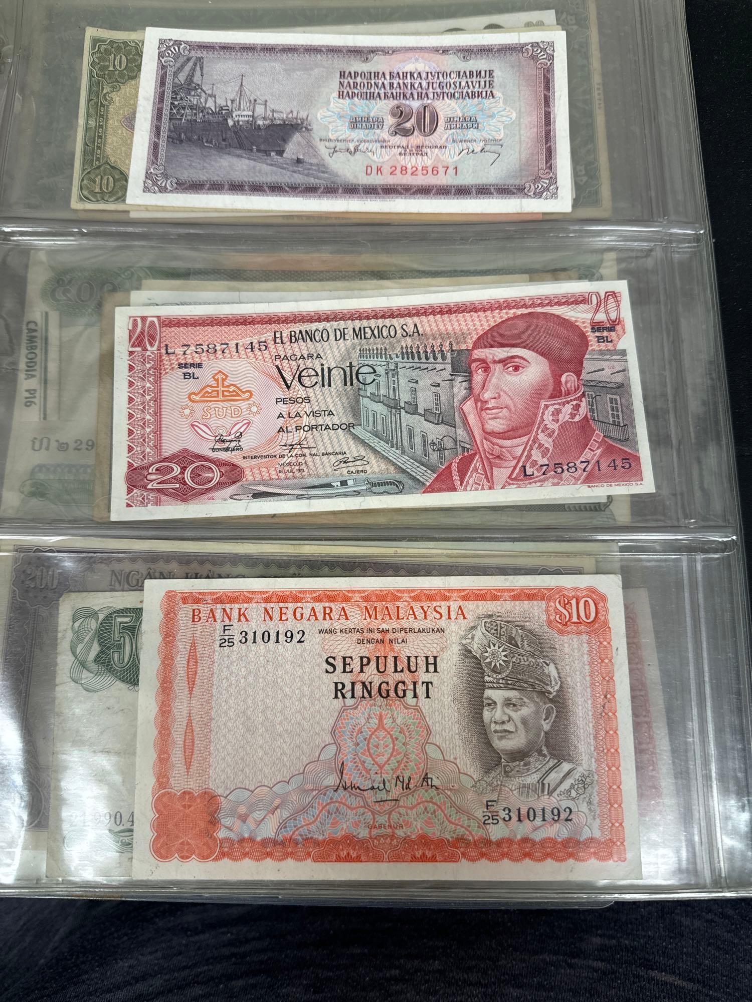 Binder Of World Banknotes Canada Hungary China Peru Bulgaria And More