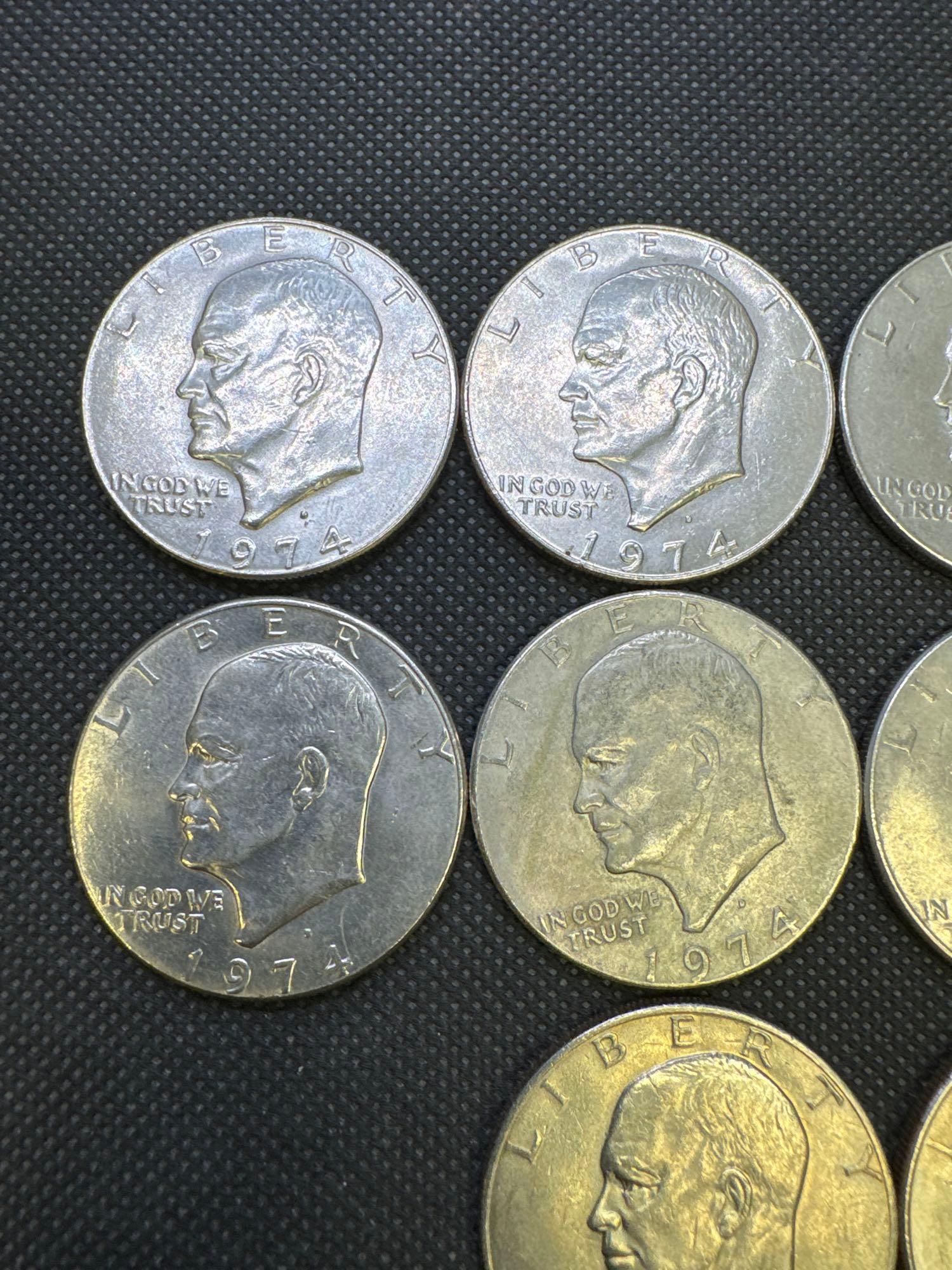 10 1974 Eisenhower Dollars 226.0 Grams