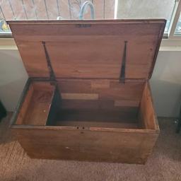 Vintage unfinished wooden chest @ farm