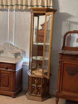 Gold Wood Lighted Curio Cabinet