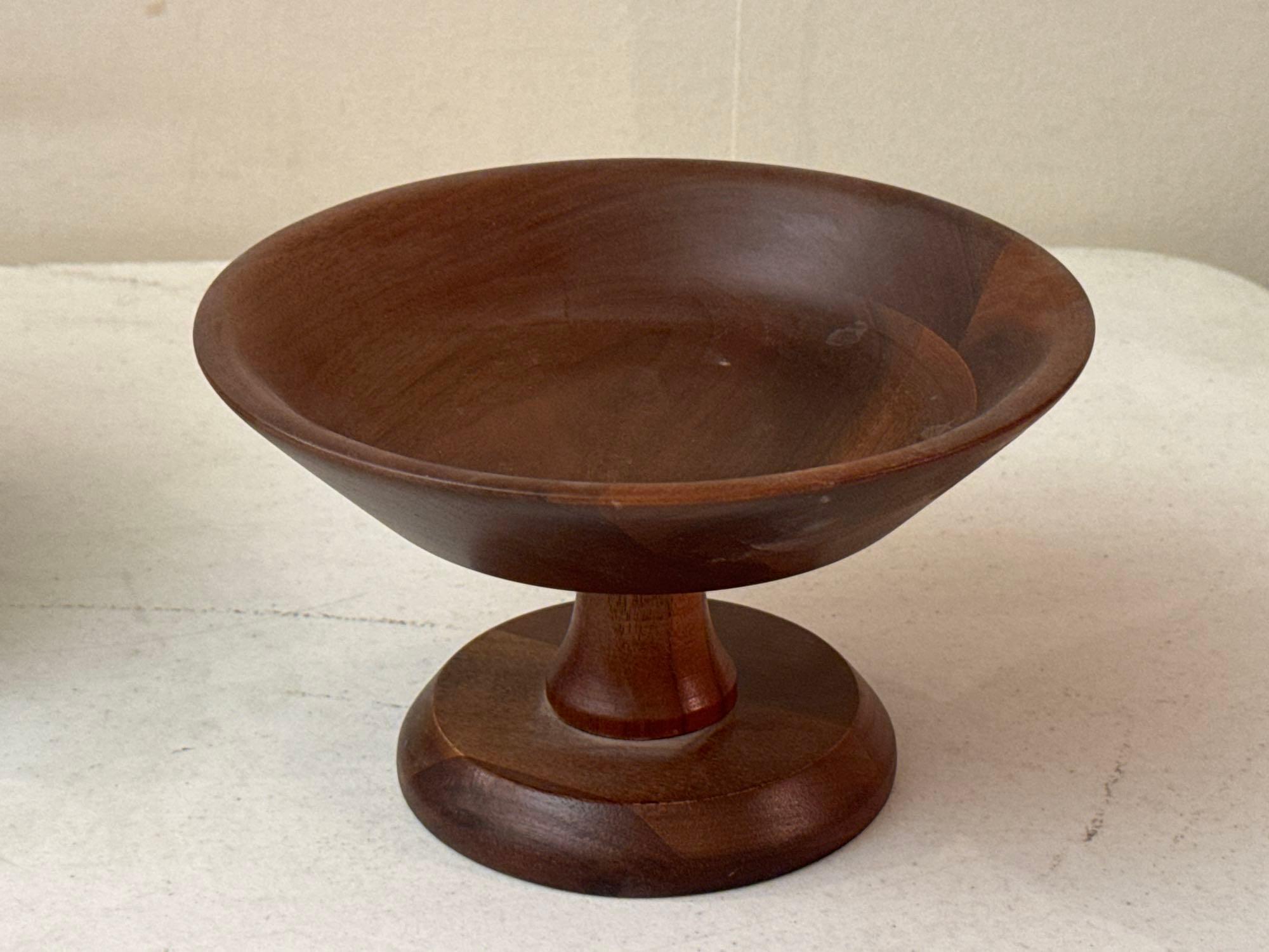 Craftsman Organizer Bin, Sewing Basket, Spool Holder & Walnut Wood Pedestal Bowl