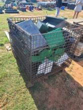 metal crate full of uline plastic bins