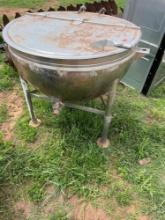large stainless steel cooking pot with lid