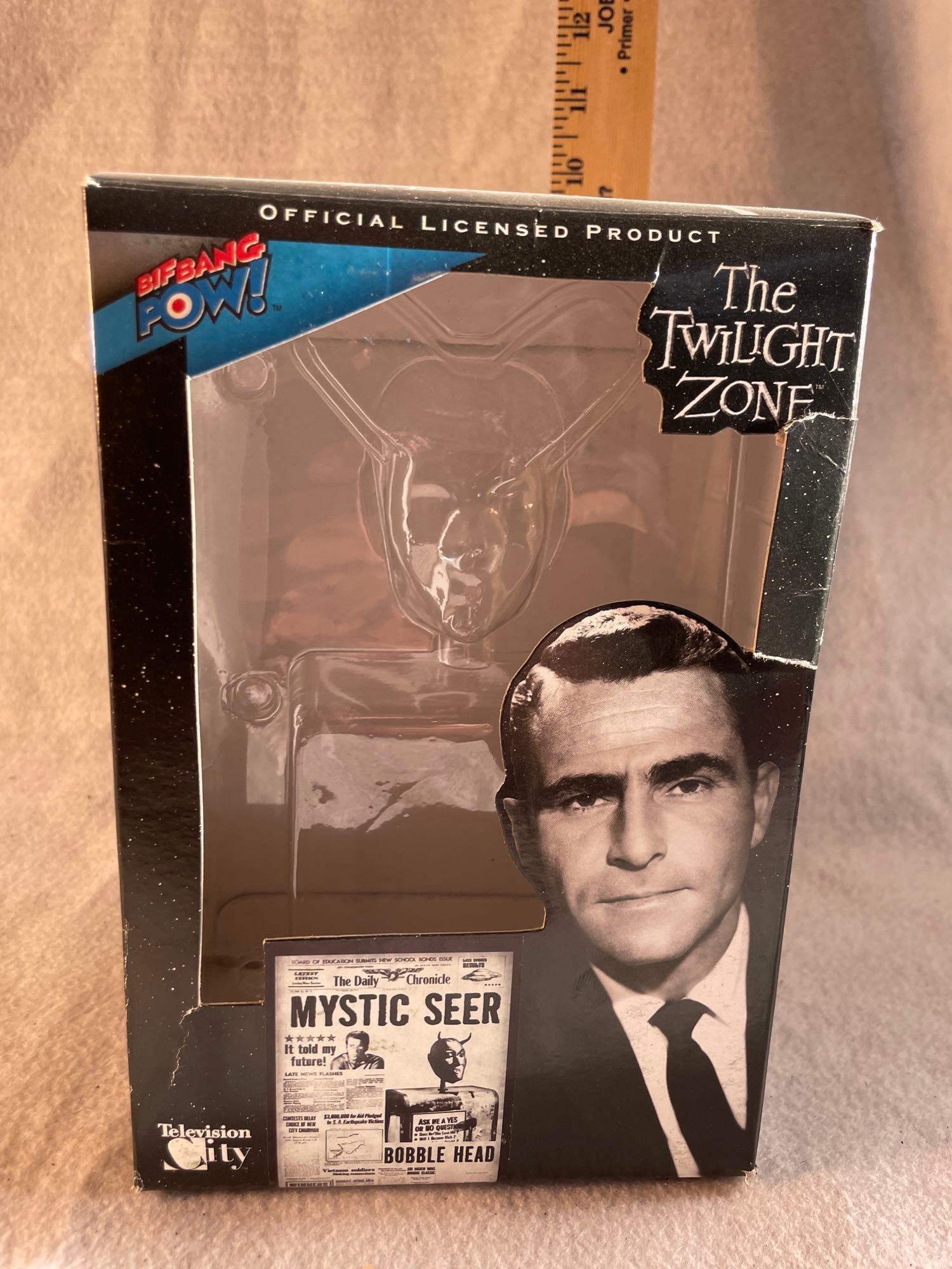 Twilight Zone Bobblehead, Vtg Replica Skull and Large Skull Mug