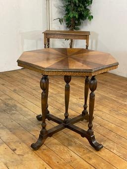 Walnut Octagonal Game Table Circa early 1900's