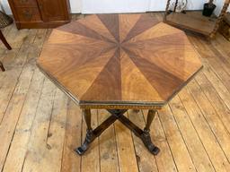 Walnut Octagonal Game Table Circa early 1900's