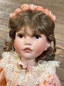 24" Paradise Galleries "Jessica" bisque doll w/ Stand & COA