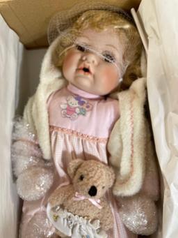 20" Dreams & Treasures "Emily" bisque doll w/ teddy bear