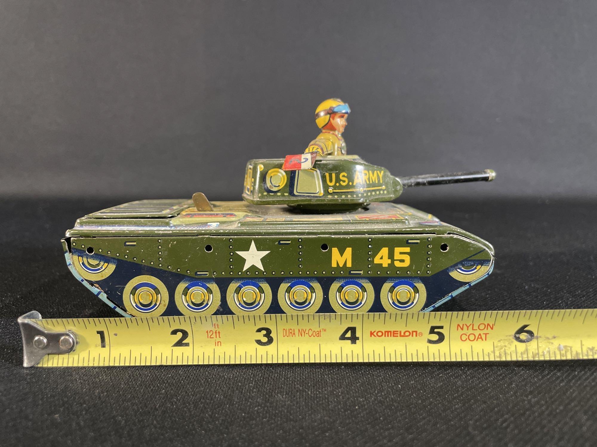 Yonezawa U.S. Army M45 Tin Litho Battery Operated Tank
