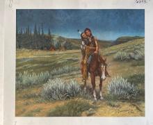 David Manuel (1940-) ?Chris Joseph on Horse? Signed Print