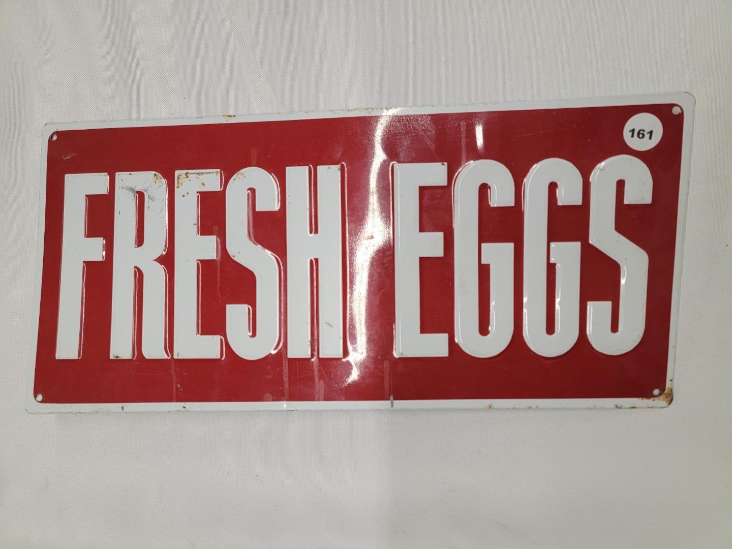 6 1/2  x 14 in. Fresh Eggs Metal Sign