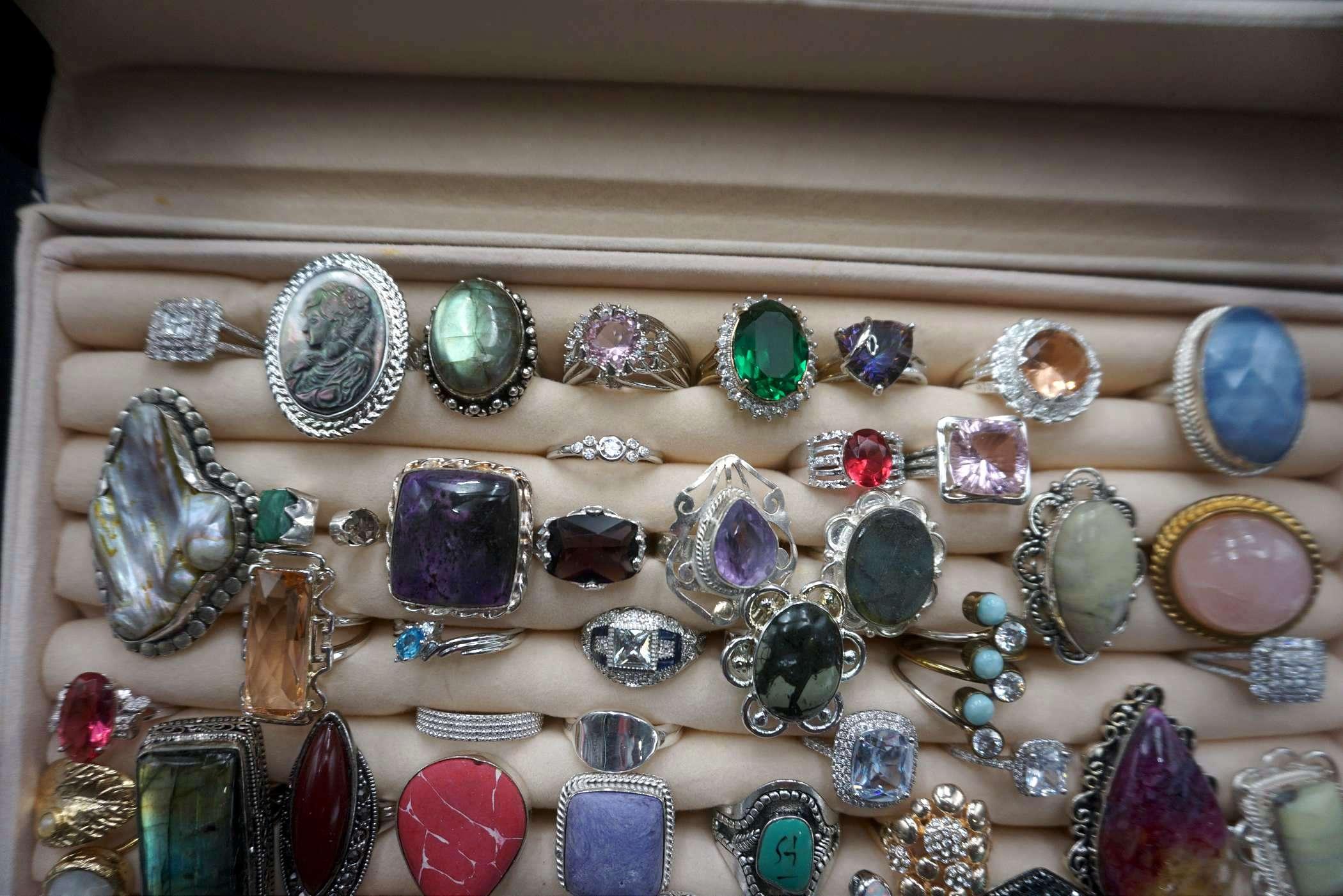 Purple Jewelry Box Case W/ 86 Rings