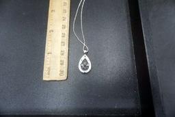 Sterling Silver White Stone Pendant Necklace