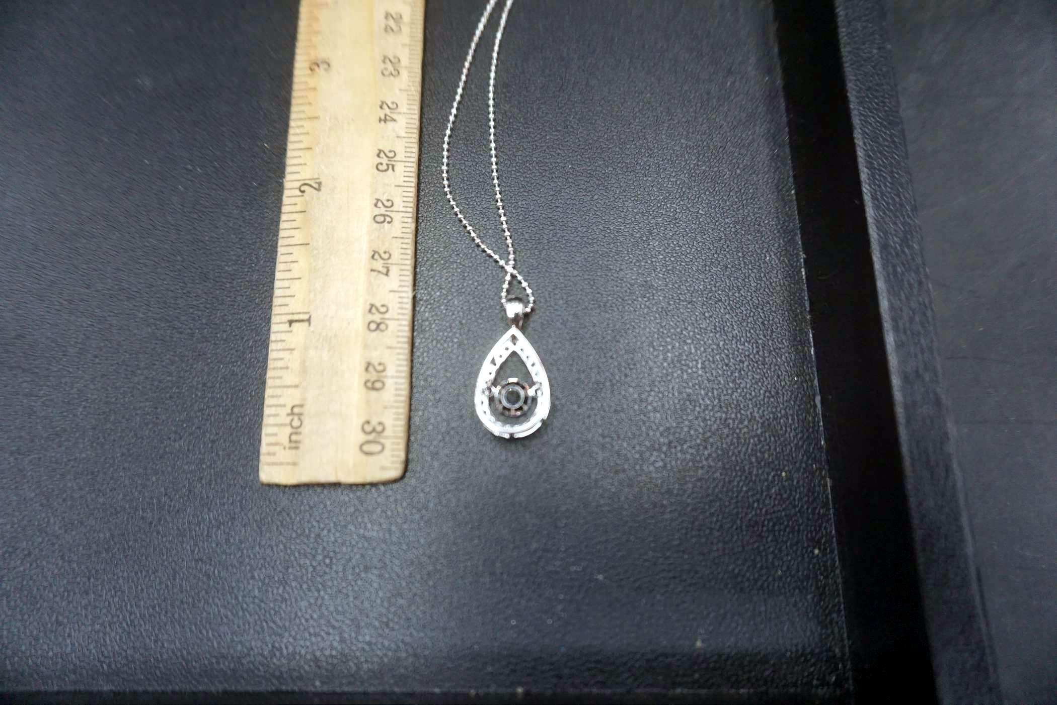 Sterling Silver White Stone Pendant Necklace