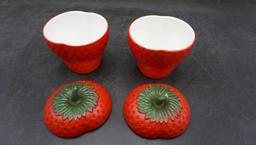 2 - Strawberry Bowls W/ Lids