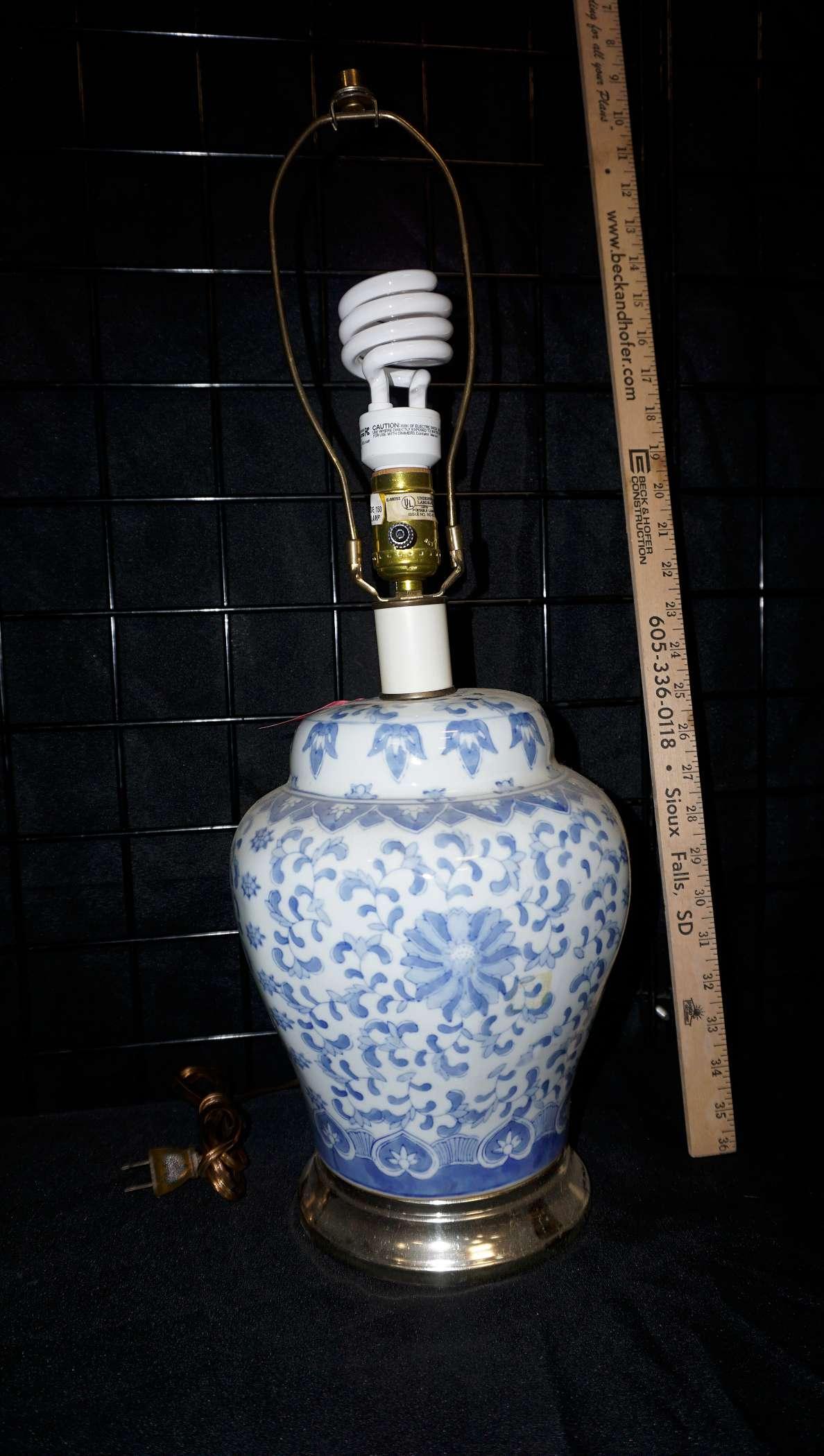 Blue And White Electric Lamp