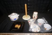 Paper Towel Holder, Baking Dish, Canister, Soup Mugs, Napkin Rings