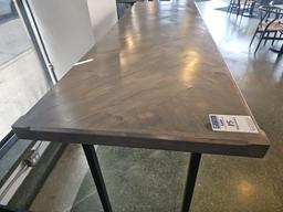 Custom wooden top table with biveled edges 8' x 30" x 43"