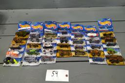 BOX OF 33 - MISC 1/64 SCALE HOT WHEELS NEW IN BOXES