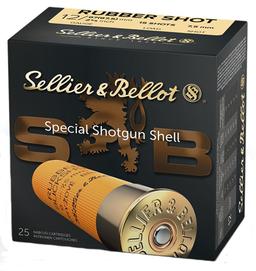 Sellier Bellot SB12RSA Shotgun 12 Gauge 2.75 2 1116 oz 15 Rubber Pellets Shot 25 Bx