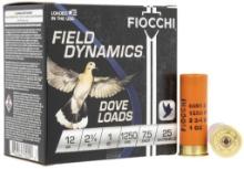 Fiocchi 12GT75 Field Dynamics Dove Quail 12 Gauge 2.75 1 oz 1250 fps 7.5 Shot 25 Bx
