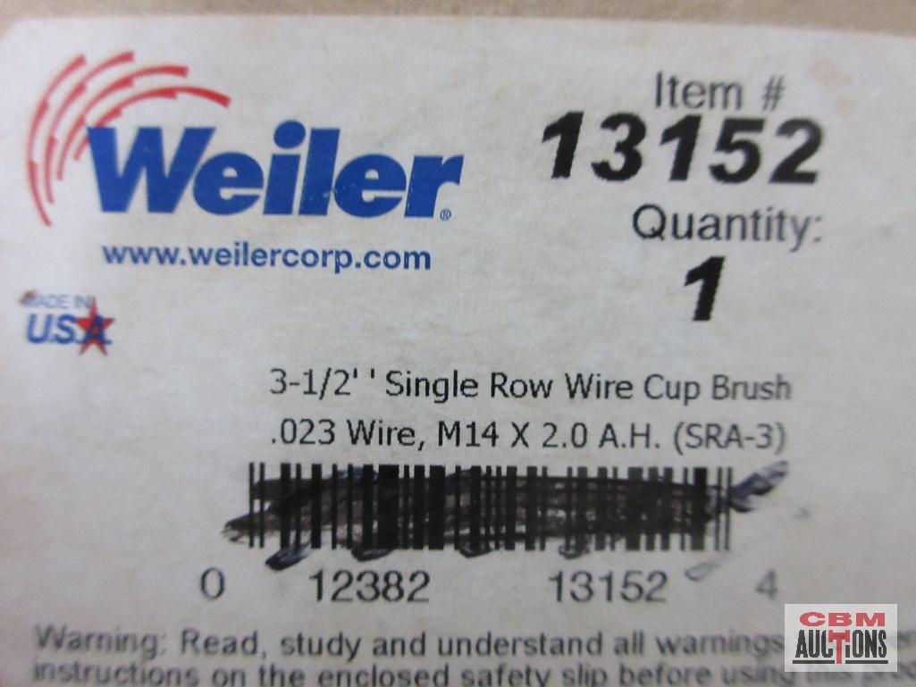 Weiler 13150 3-1/2" Single Row Wire Cup Brush .023 Wire, M10 x 1.25 A.H. (SRA-3) Weiler 13151 3-1/2"