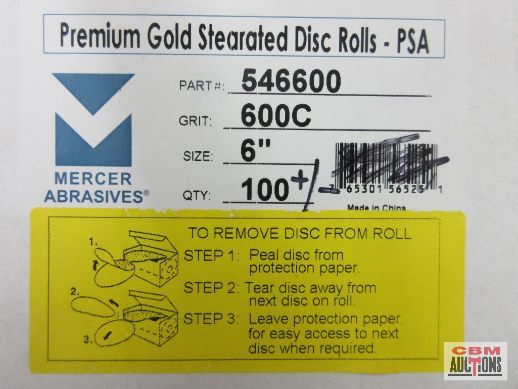 Mercer 54660 Premium Gold Stearated 6" Disc Roll - PSA, , 600 C Grit - Box of 100 (+/-)