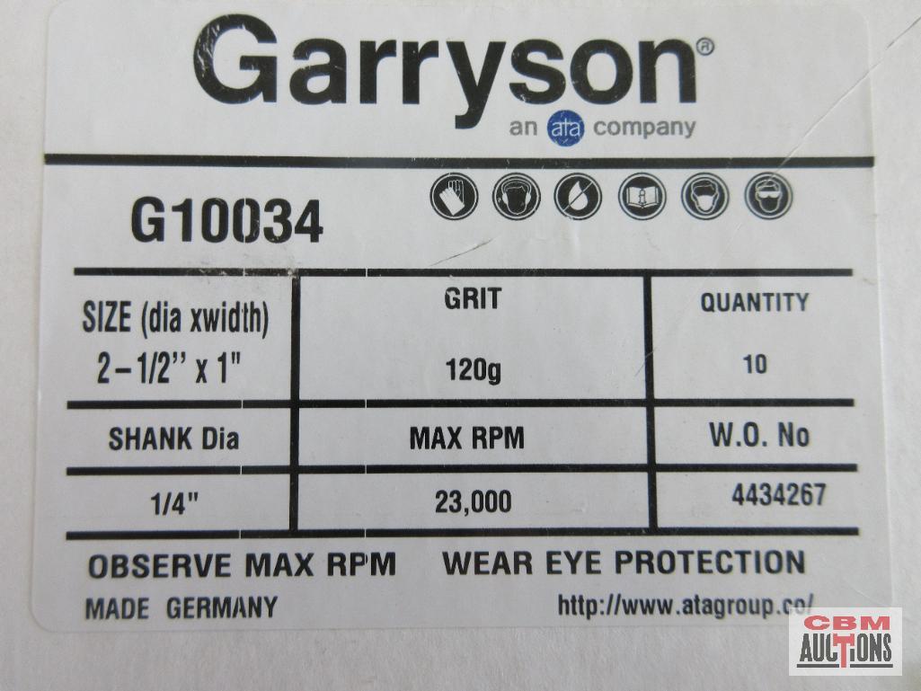 Garryson G10034 2-1/2" x 1", 120 Grit Flap Wheel Discs, 1/4" Shank - Qty: 10