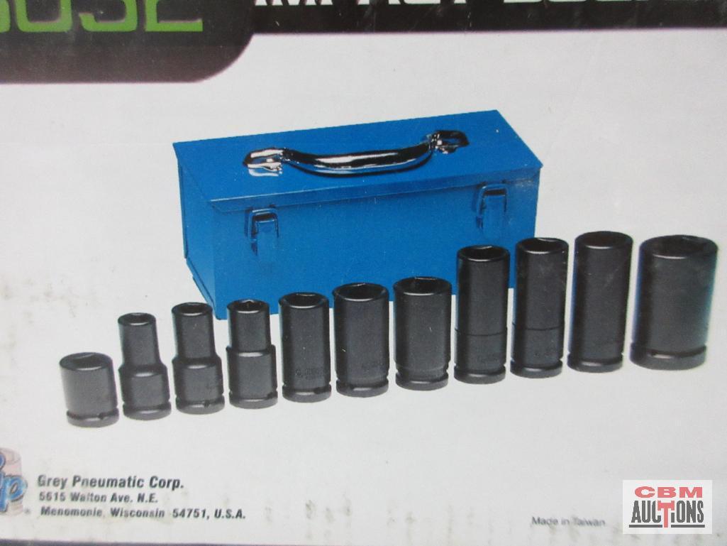 Grey Pneumatic 8032 11pc 3/4" Drive Truck Wheel Service Set w/ Blue Metal Tool Box Sizes: 3/4" Deep