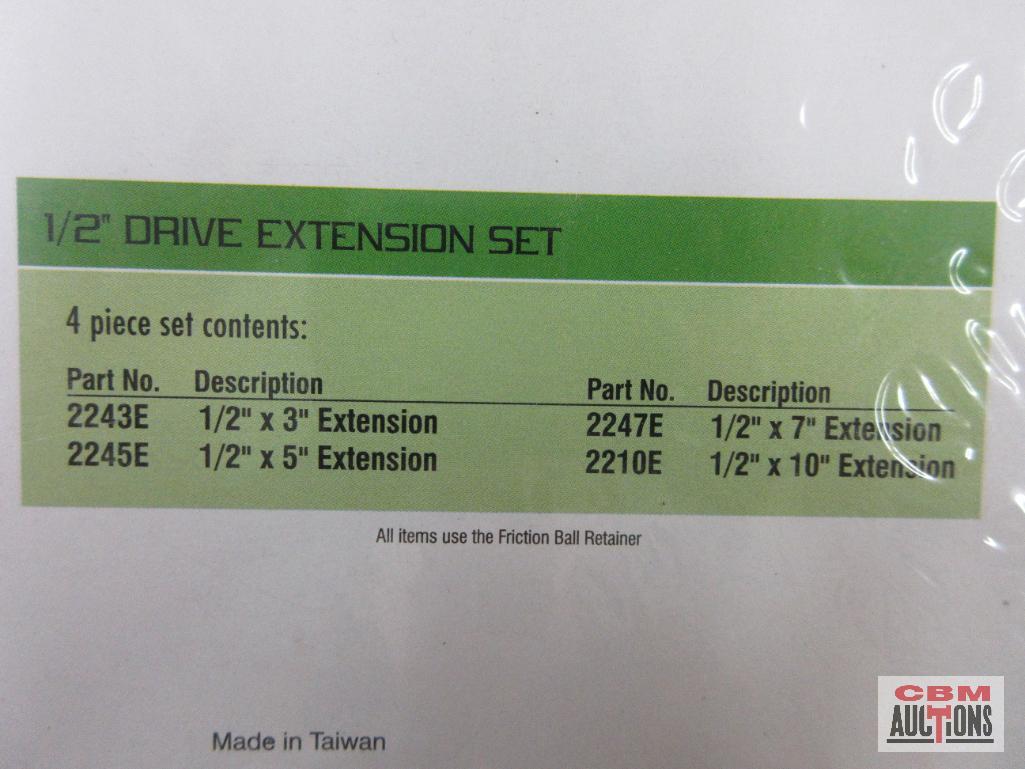Grey Pneumatic 2204E 4pc 1/2" Drive Extension Set w/ Molded Storage Case... Sizes:... 1/2" x 3"