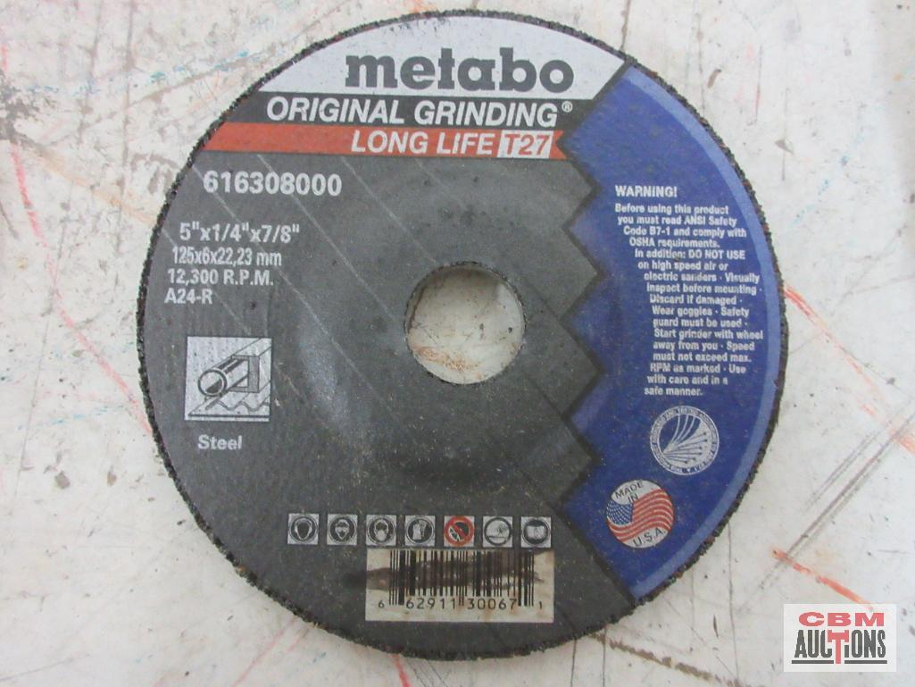 Metabo 616308000 Steel 5" x 1/4" x 7/8", A24-R, Type 27, Grinding Wheel - Set of 25(+/-)