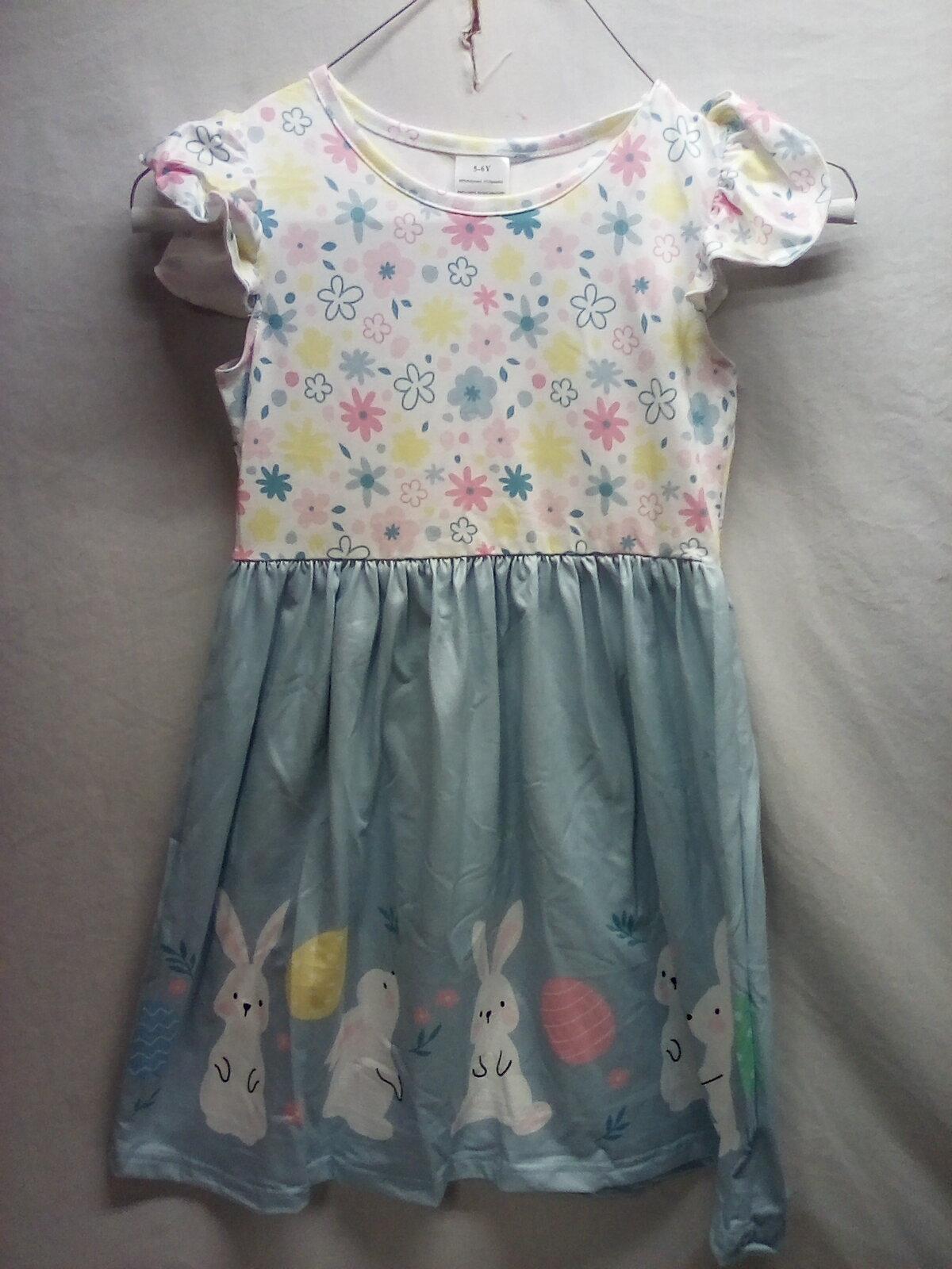 QTY 1 Pastel colored Bunny Dress, size 5-6y