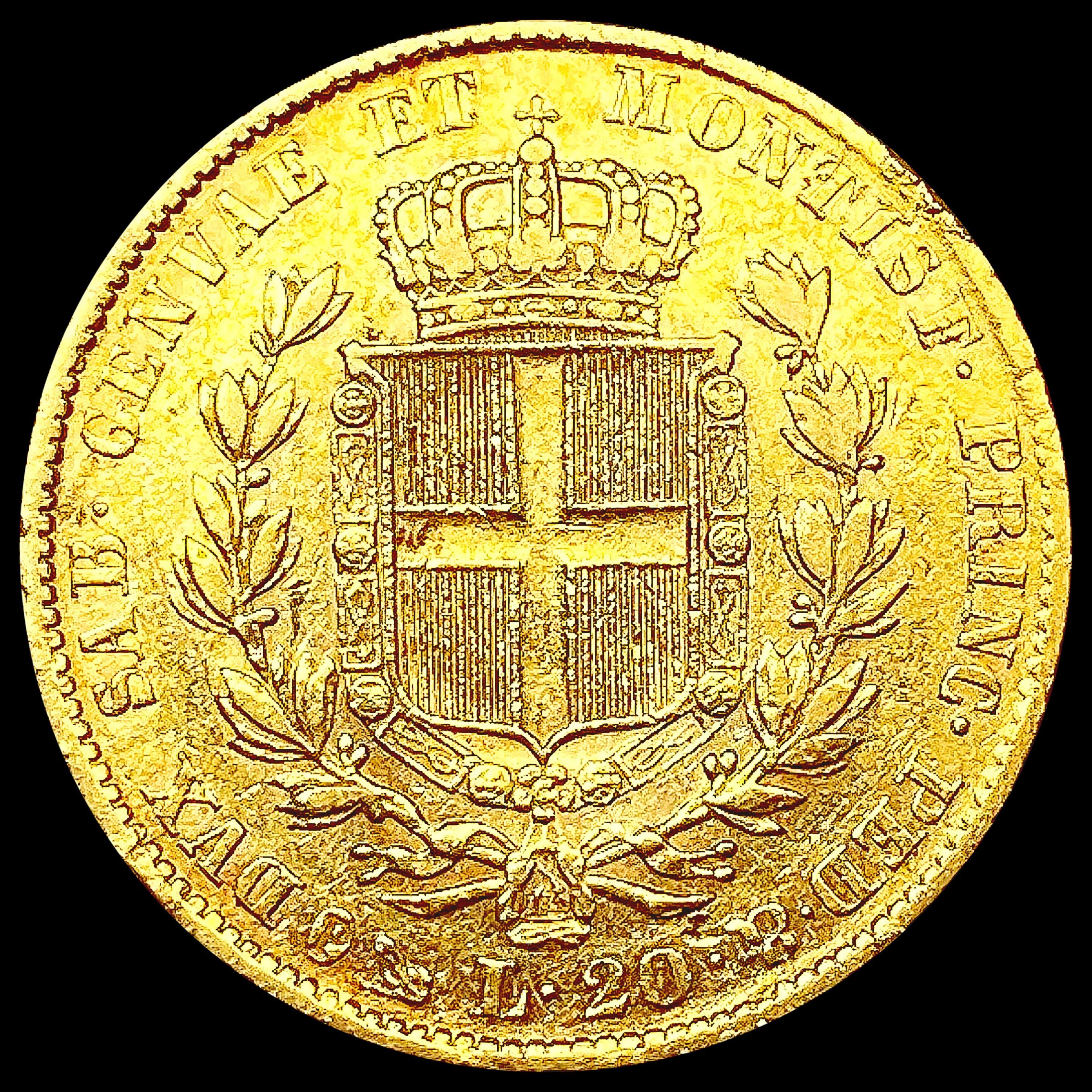1838 Italy/Sardinia .1866oz Gold 20 Lire NICELY CI