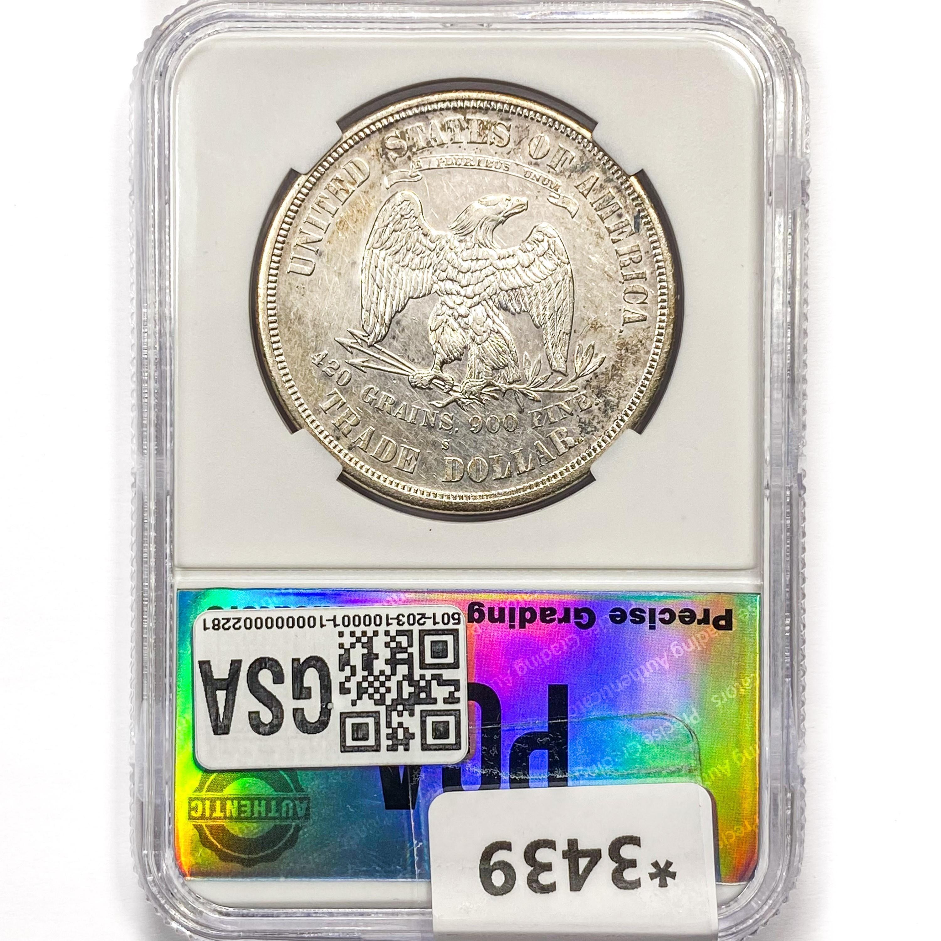 1873-S Silver Trade Dollar PGA AU58
