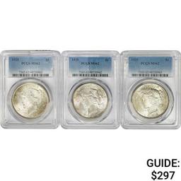 1925 [3] Silver Peace Dollar PCGS MS62