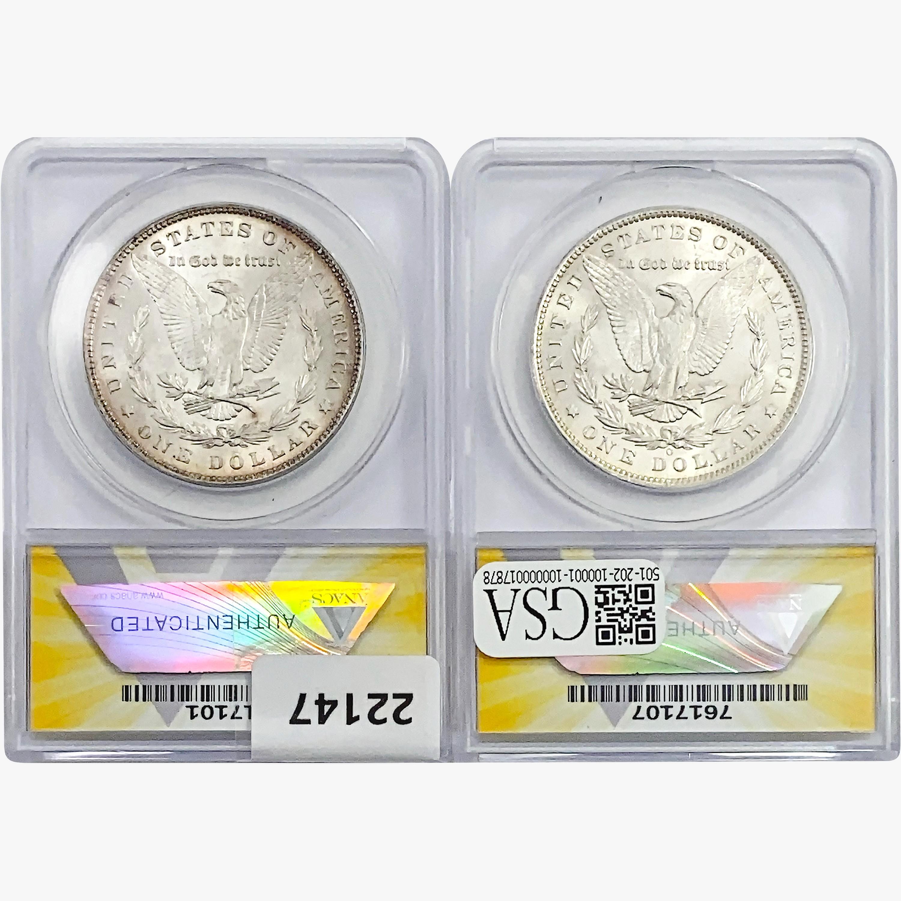 1887-1888 [2] Morgan Silver Dollar ANACS MS64