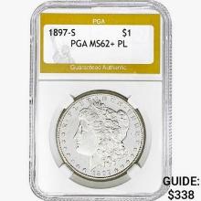 1897-S Morgan Silver Dollar PGA MS62+ PL