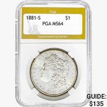1881-S Morgan Silver Dollar PGA MS64