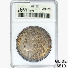 1878 Morgan Silver Dollar ANACS MS62 REV 79