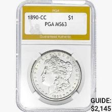 1890-CC Morgan Silver Dollar PGA MS63