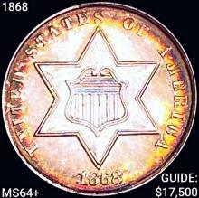 1868 Silver Three Cent CHOICE BU+