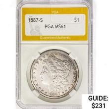 1887-S Morgan Silver Dollar PGA MS61