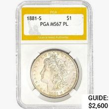 1881-S Morgan Silver Dollar PGA MS67 PL