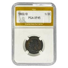 1802/0 Draped Bust Half Cent PGA XF45