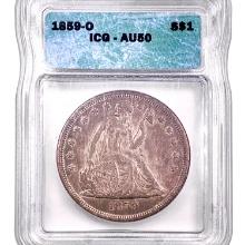 1859-O Seated Liberty Dollar ICG AU50