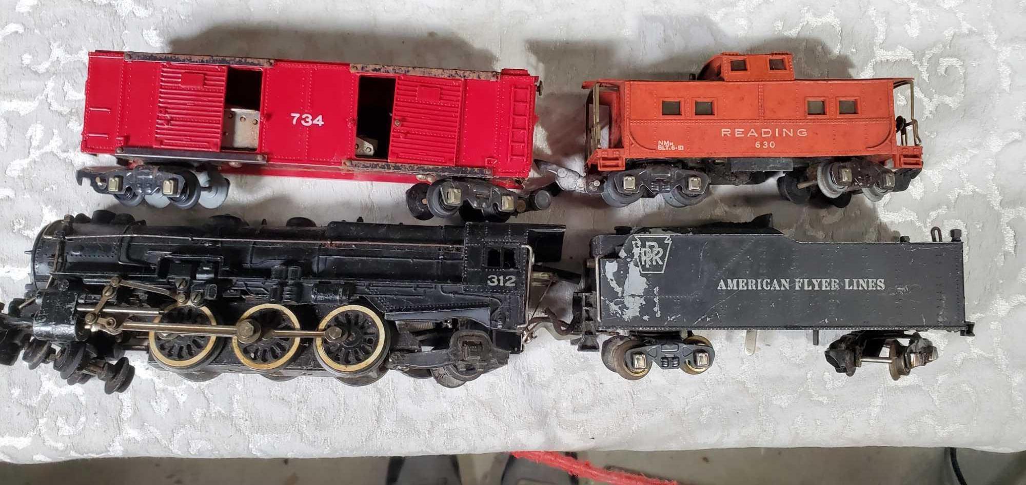 Gilbert/ American Flyer Post War Model Railroad Engines, Cars and Accessories with Some As Is Boxes